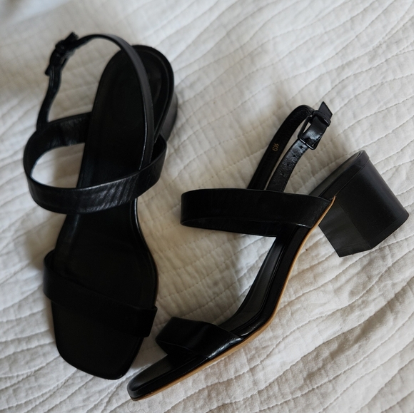 Everlane The Double-Strap Block Heel Sandal Leather Made In Italy Size 6.5 - Picture 7 of 8